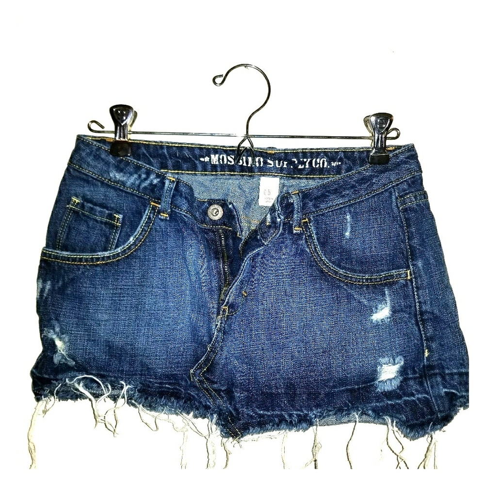 Rugged denim mini skirt